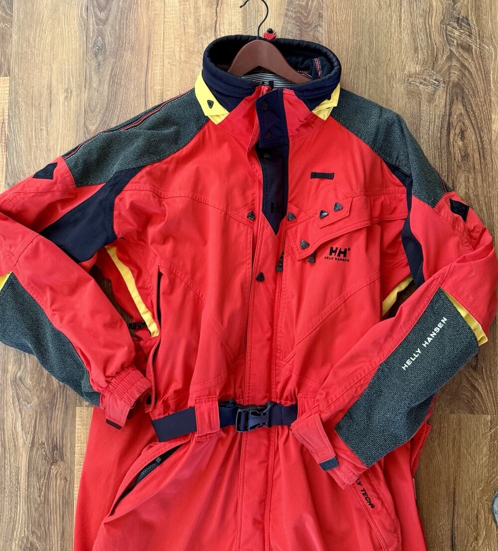 Helly Hansen‎ Ski Suit Men One Piece Snowsuit Snow Bib Shell VTG Waterproof XL